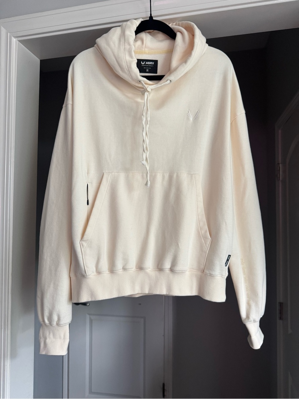 ASRV Relentless Pursuit Heavyweight Hoodie Cream Off White Pullover Men’s M